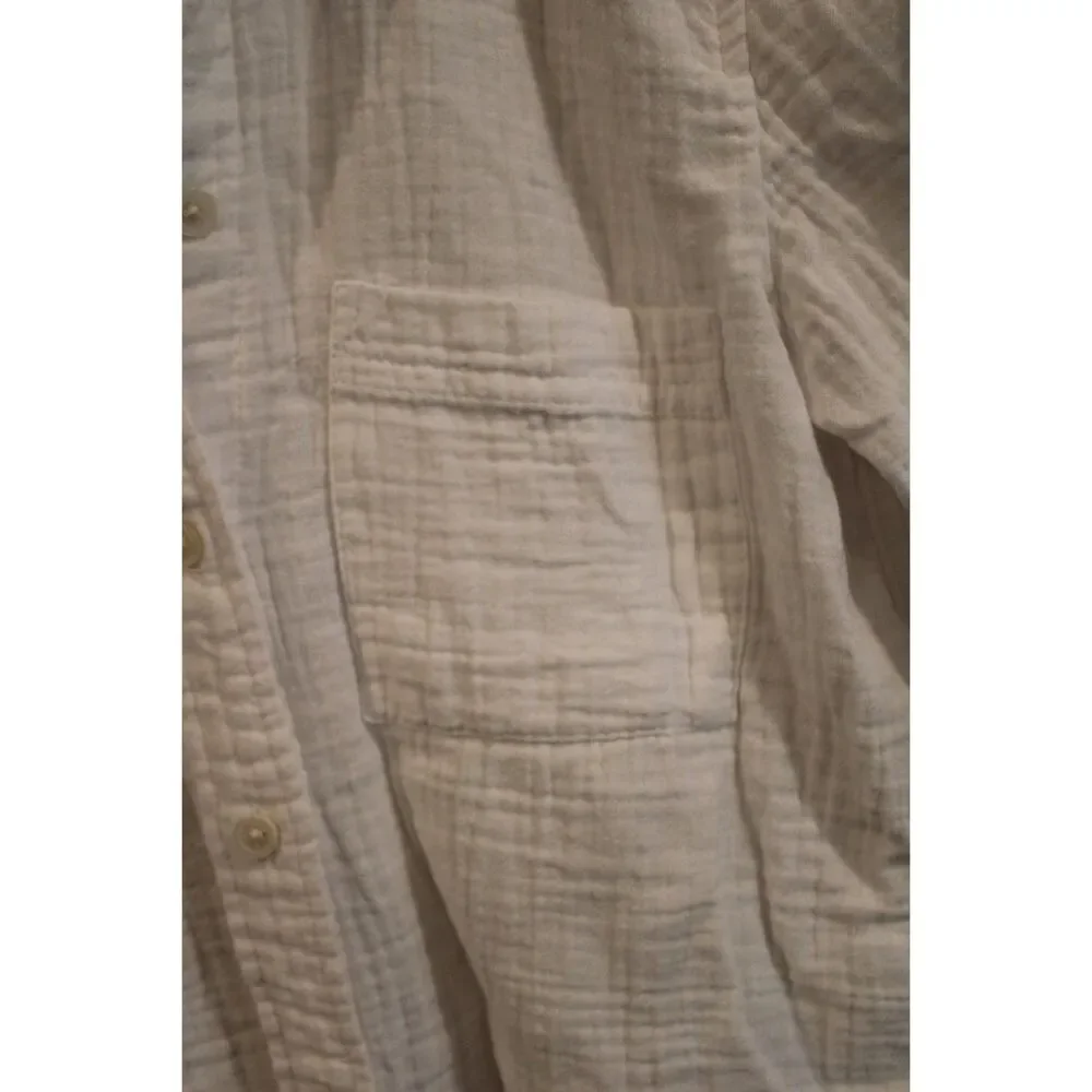 J.Crew gauzy cotton white button down tunic shirt size xxsmall